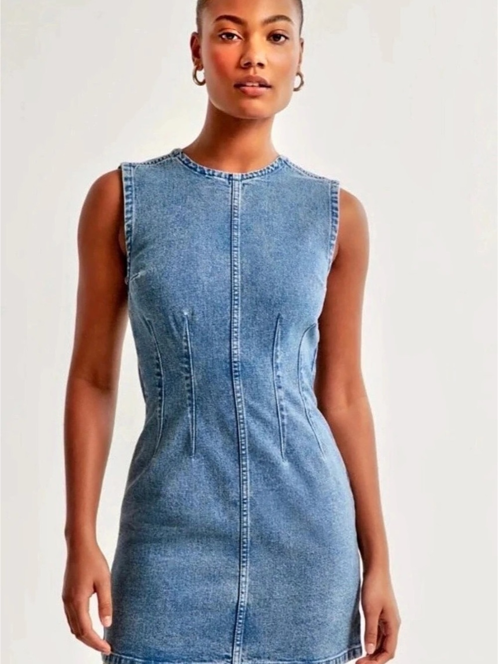 Abercrombie & Fitch Sleeveless Denim Mini Dress w Exposed Back Zip Blue Size SP